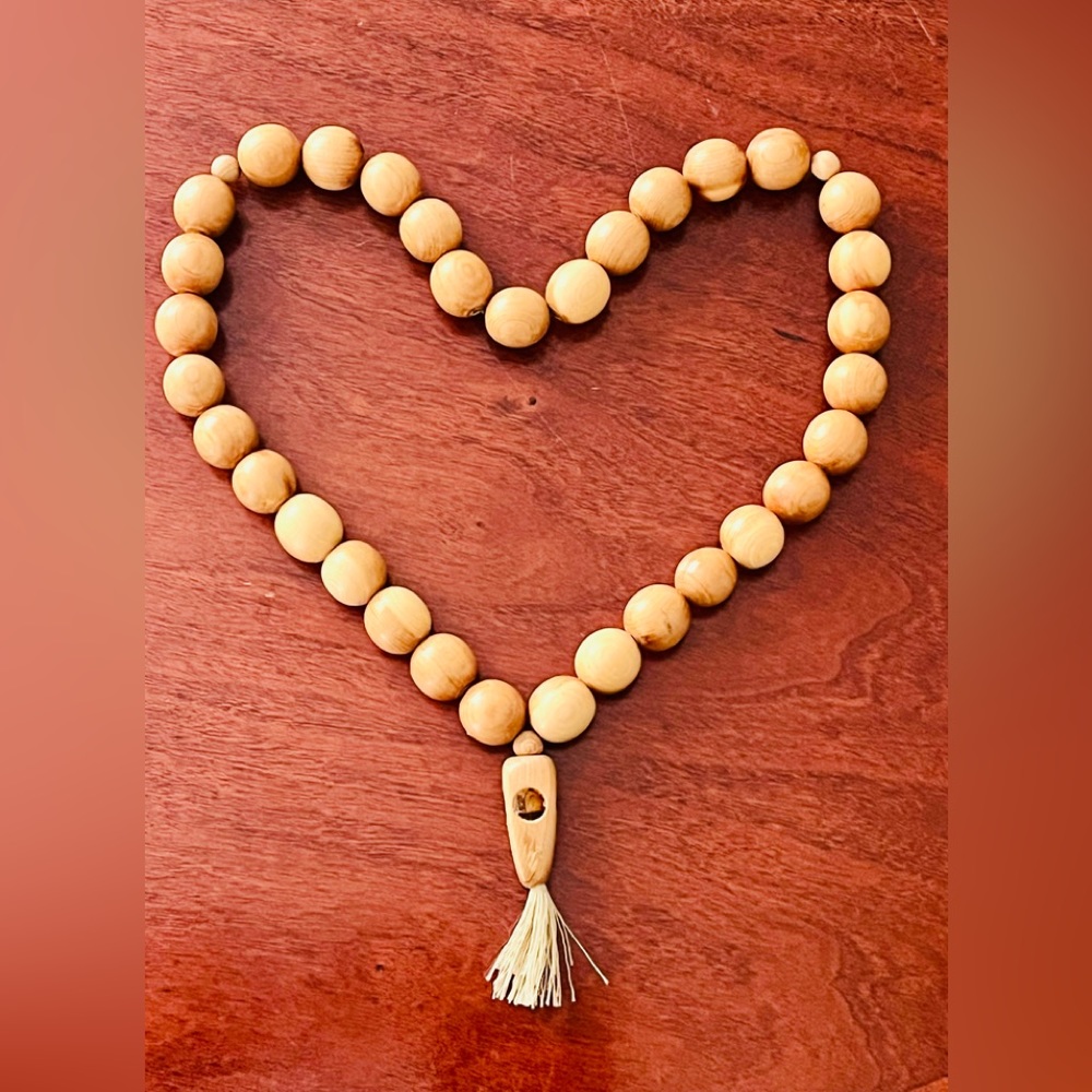 Handcrafted wooden beads 33 in all. Smooth to the touch - prayer bead bracelet